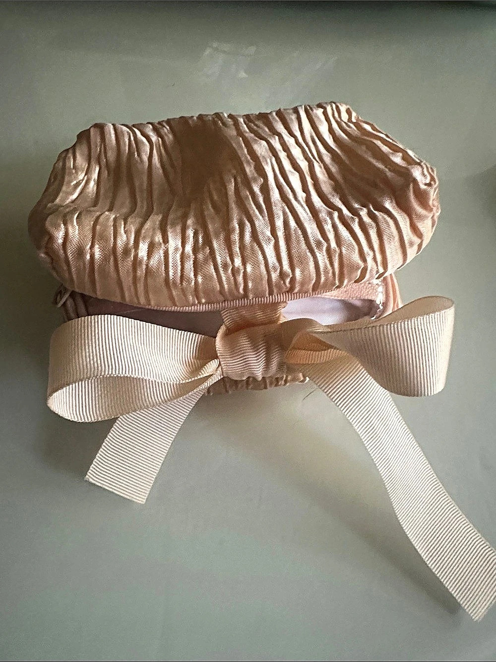 Vintage Karl Lagerfeld Perfume Lounge Tiny Ruched Cosmetic Bag in Pink Like New
